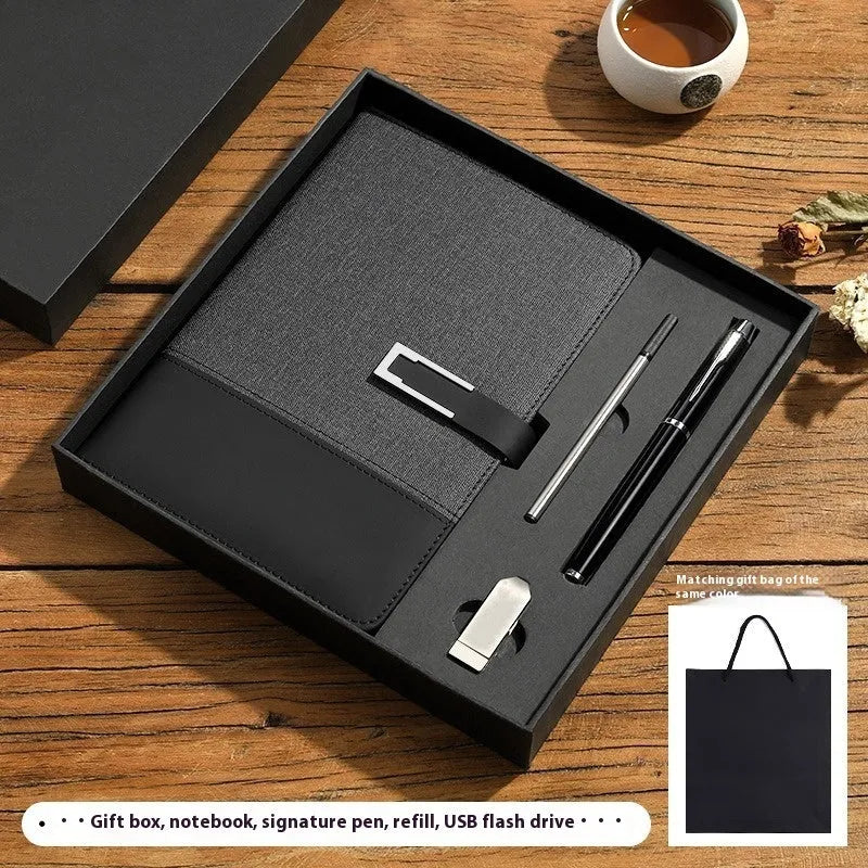 A5 soft leather business notebook in brown, black, green, blue, and red colour options.