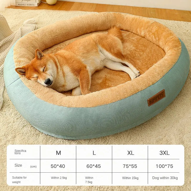 Removable washable cotton dog and cat bed in light grey with removable cover and soft padding