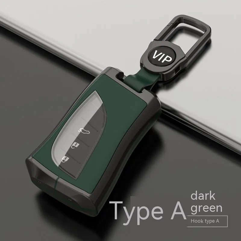 Black zinc alloy and TPU car key case for Lexus A series with metal clip and key ring cutout