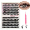 DIY false eyelashes cluster package showing 30D and 40D density lashes with tweezers in 9-16mm lengths