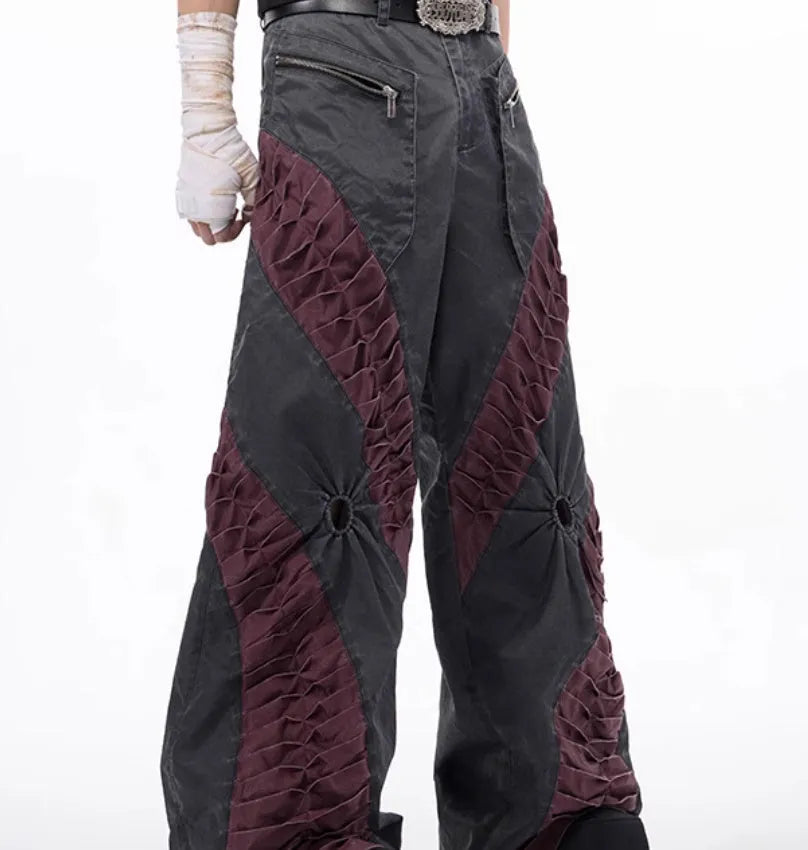 Retro three-dimensional keel casual trousers in viscose rayon fabric for summer sports wear