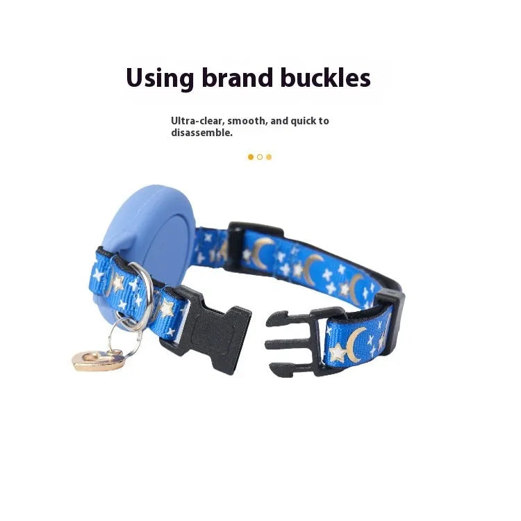 Plastic AirTag holder attached to cat collar with adjustable sizing and protective case