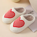 Women's plush cartoon love style home slippers with non-slip PVC sole in Big Love design