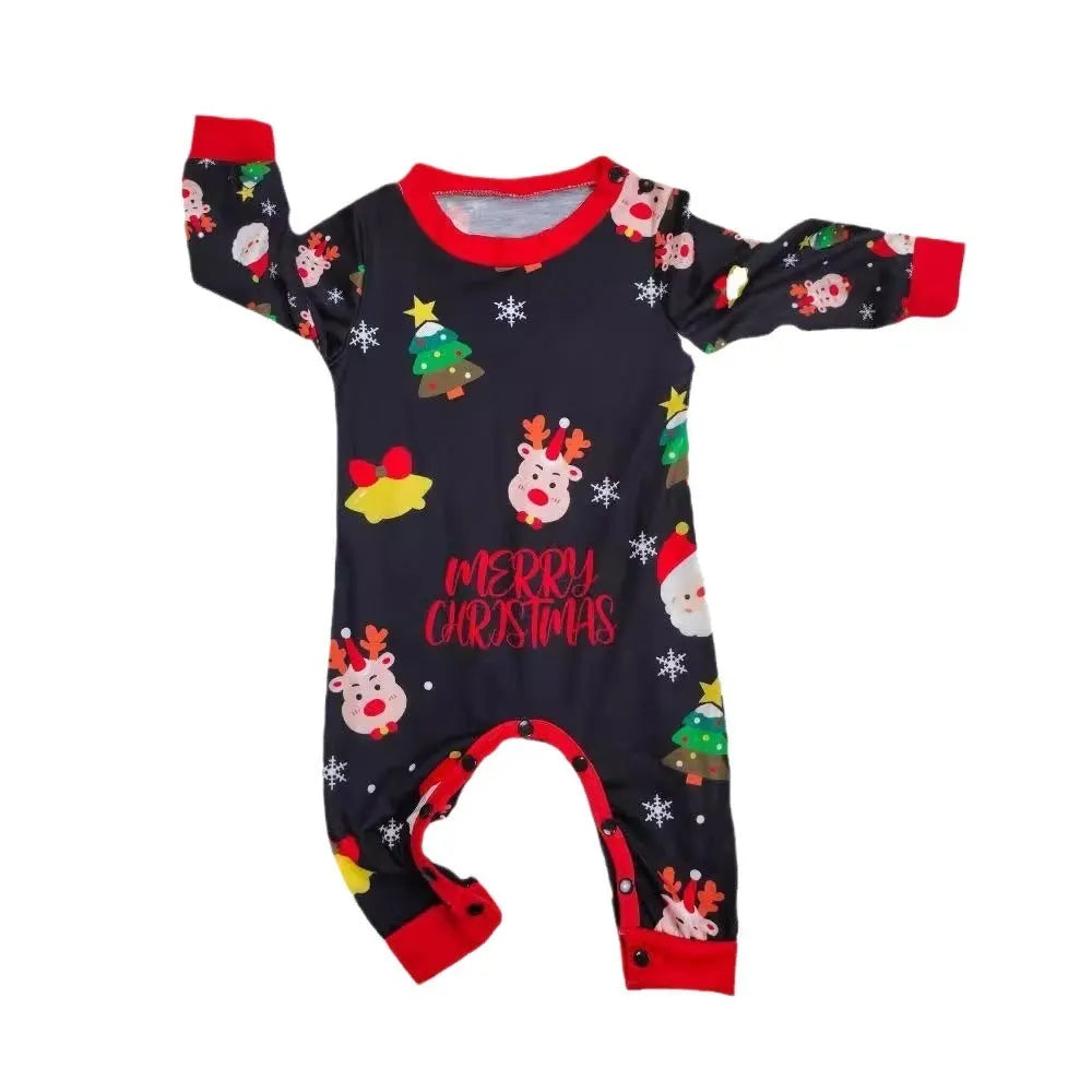 Family matching Christmas pyjamas set in soft cotton with plaid print for adults, children and dog