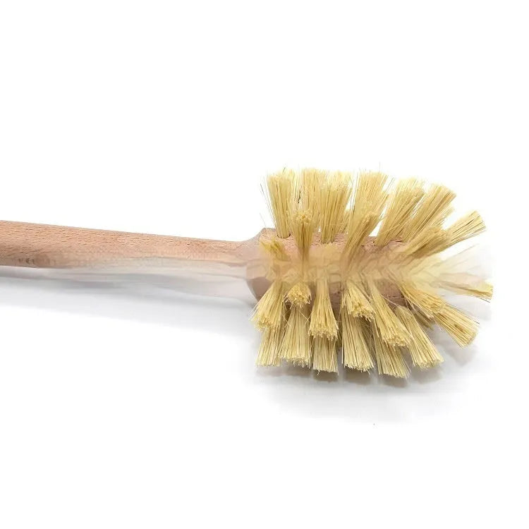 Large long handle beech wood bottle brush with sisal bristles, 34.5 x 6.5cm, beech sisal colour