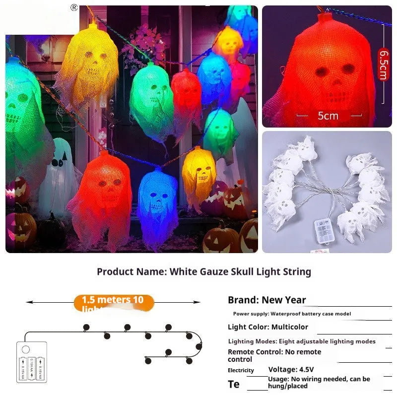 Halloween coloured lights strand for indoor wall decoration with battery box power supply