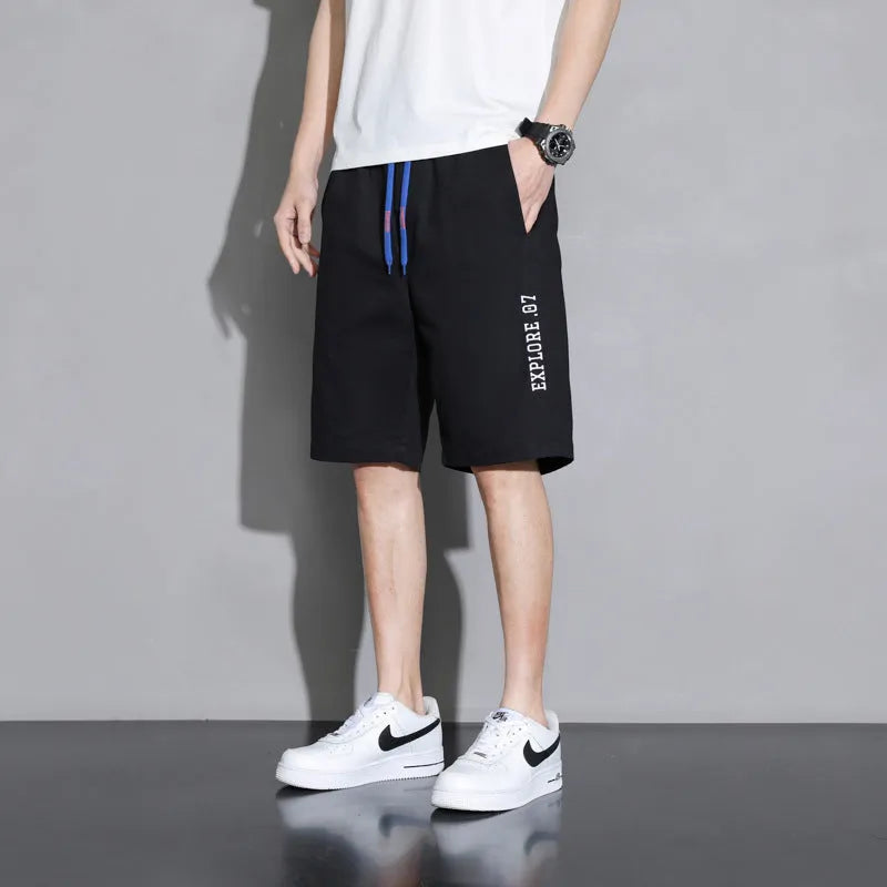 Cotton shorts for boys in plus sizes, showing mid waist and short length design in khaki colour.
