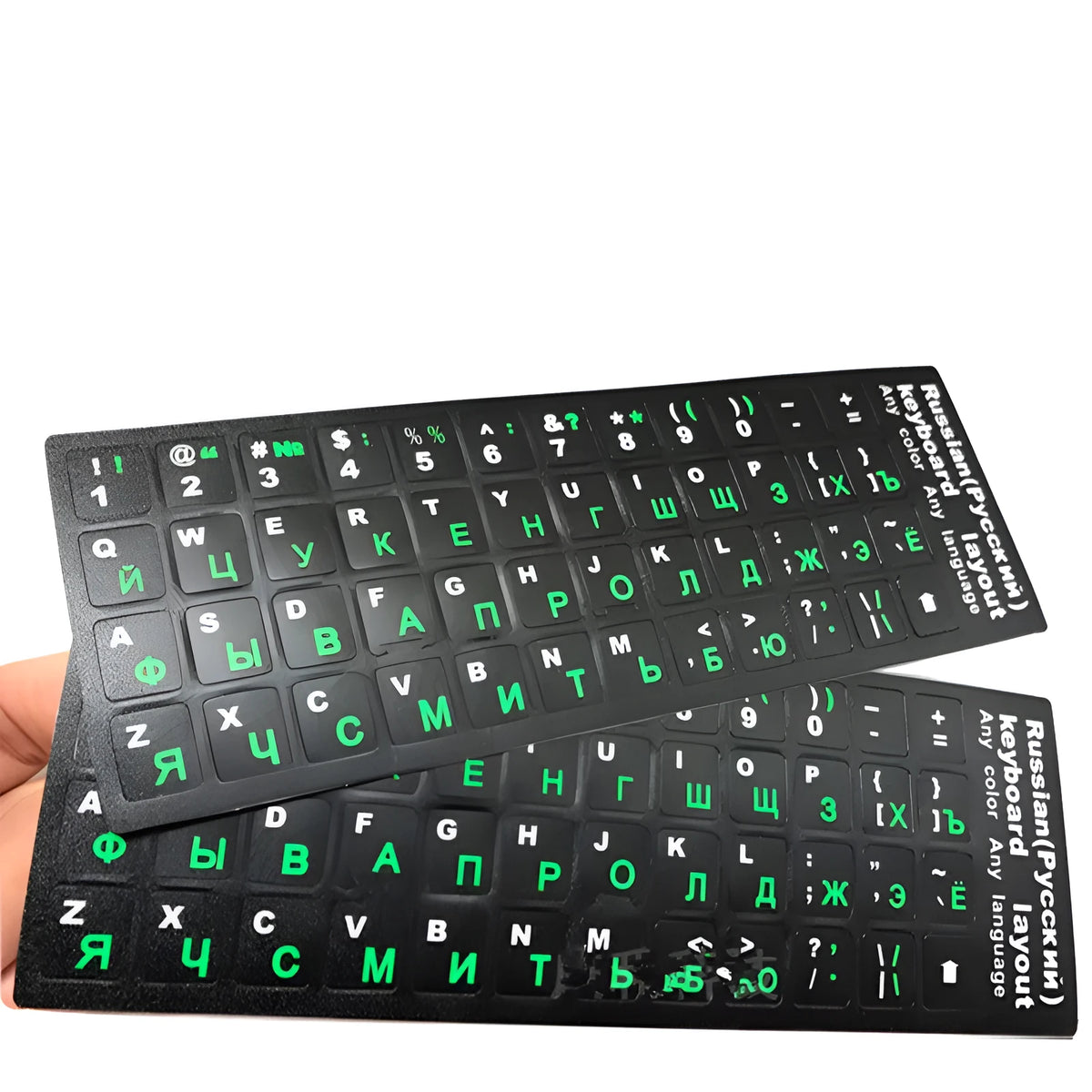 Russian language PVC keyboard film for 14 inch laptop, black base with orange letters
