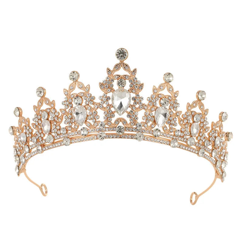Baroque style bride headdress crown with rhinestone detailing in alloy metal
