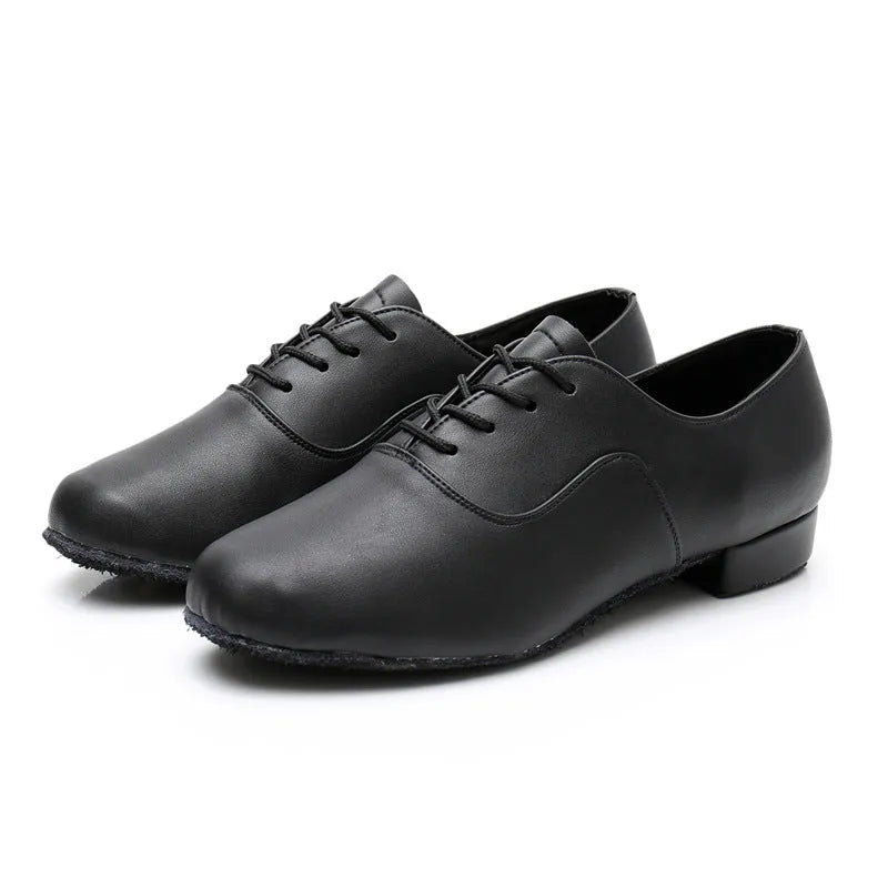 Men's black dancing shoes with calf leather soles for indoor fitness and dance practice