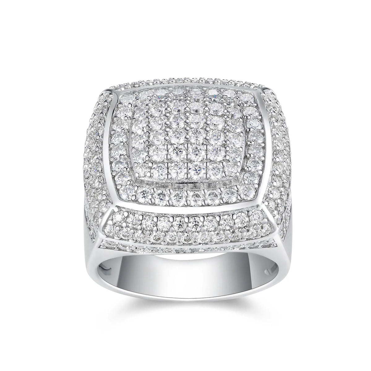 Imperial moissanite S925 silver platinum-plated men's ring, size 5-9, 17g, with GRA certificate and gift box.