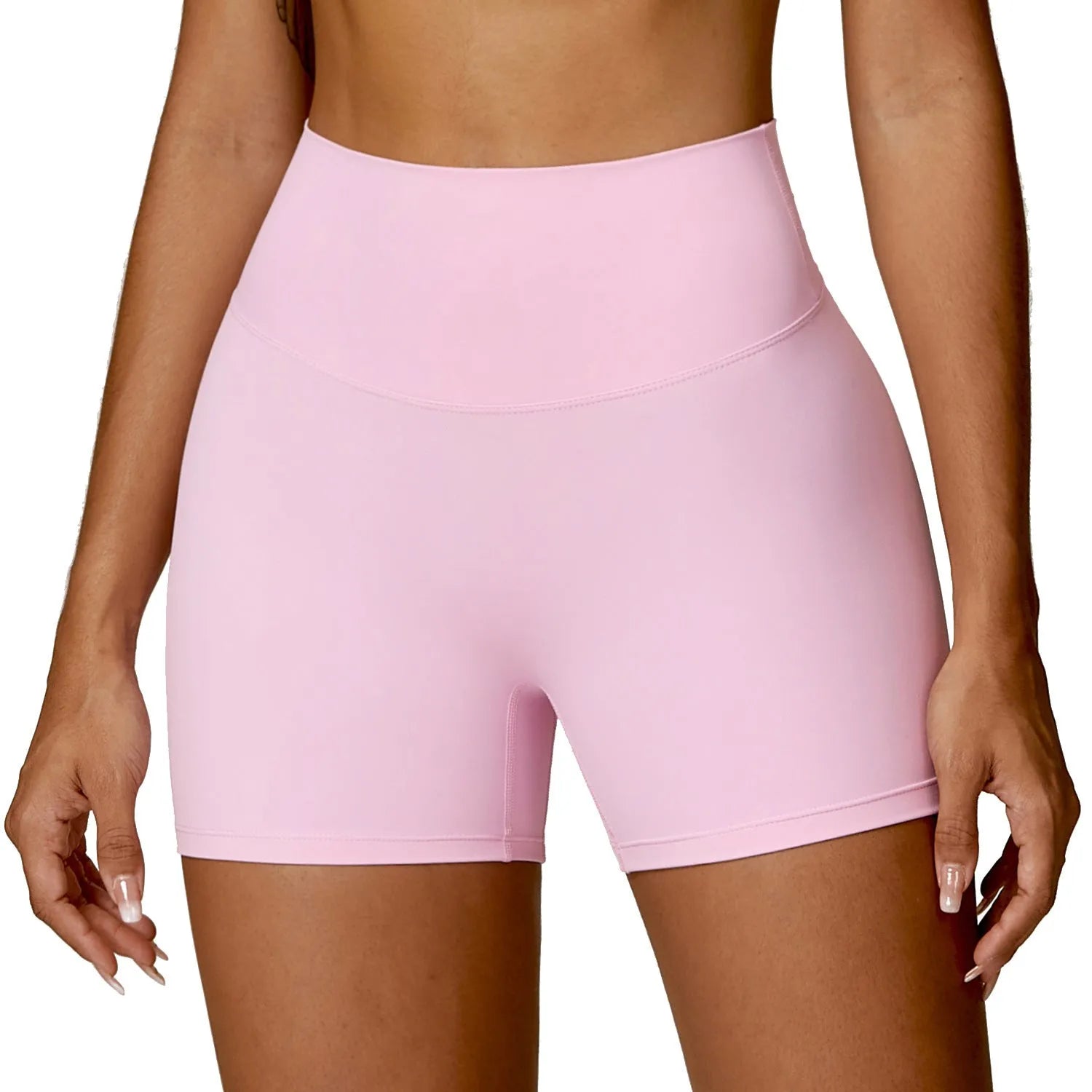 Women's high waist yoga shorts with belly support panel in various colours