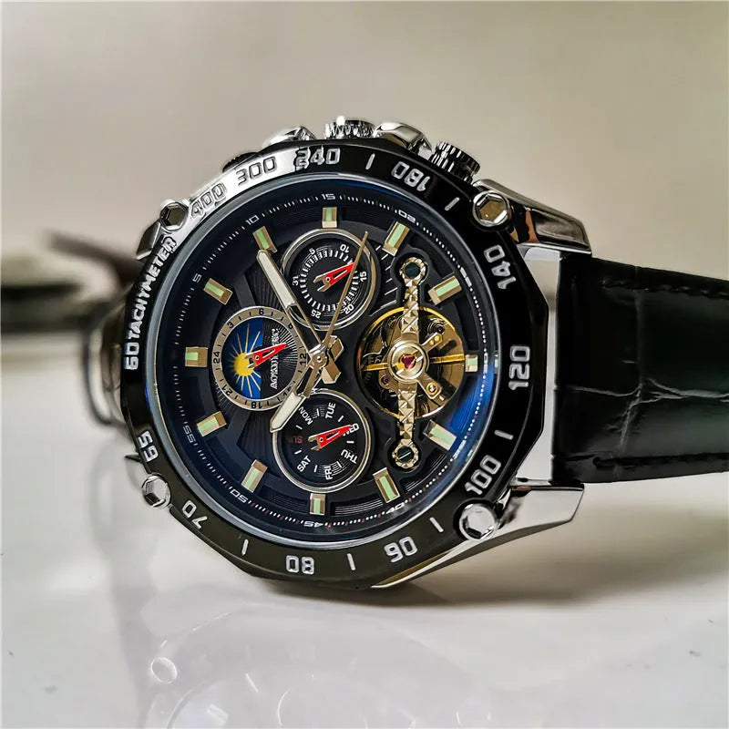 Men's automatic mechanical watch showing different colour combinations with 12mm case thickness