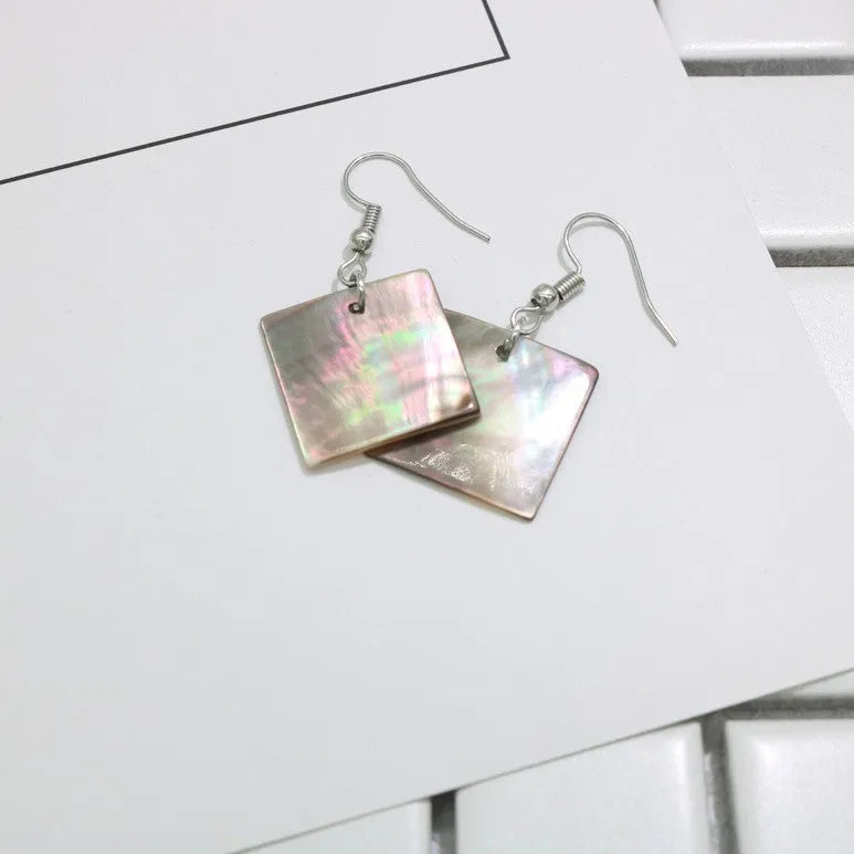 Women's shell earrings in geometric square panther and rectangular shell retro designs