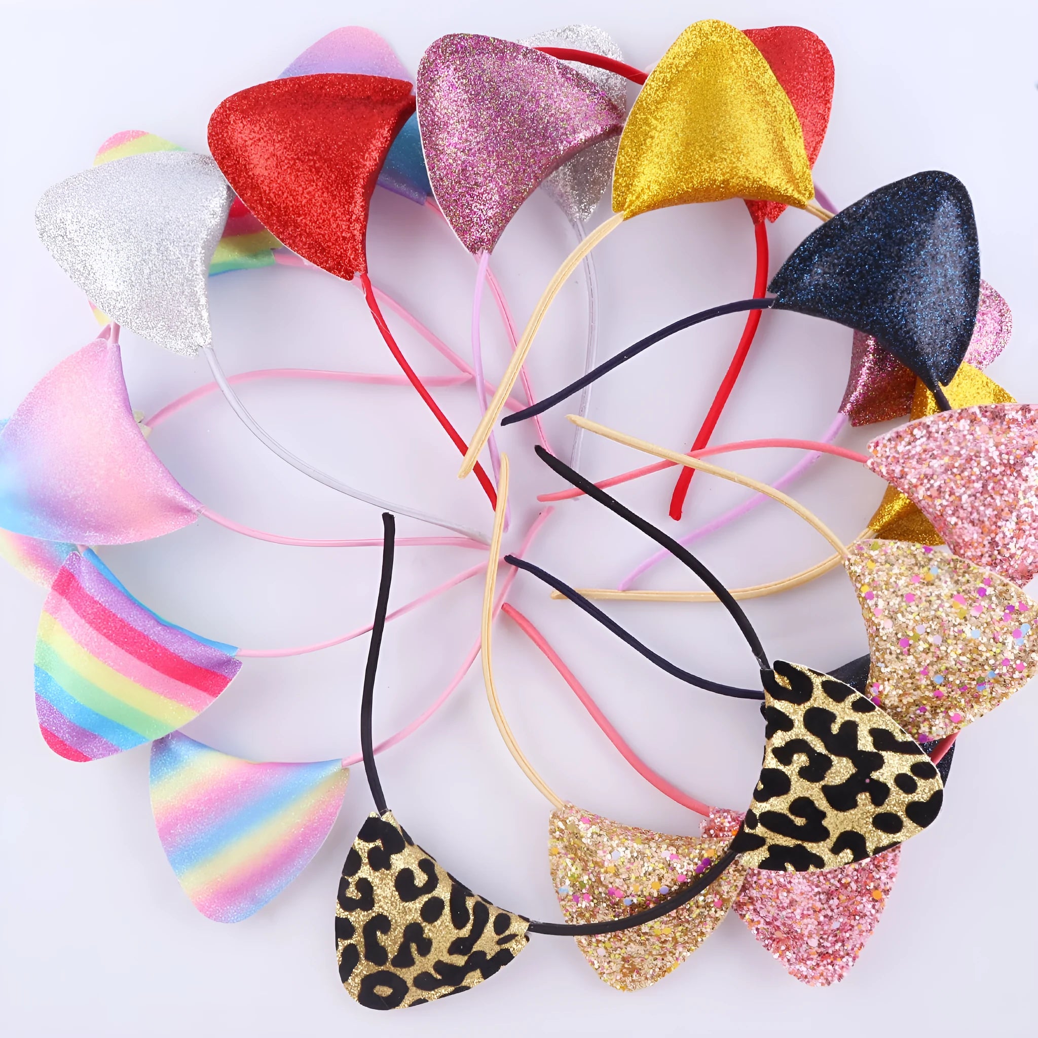 Cat ear colour hair pin for women in round cloth design with gradient colour option
