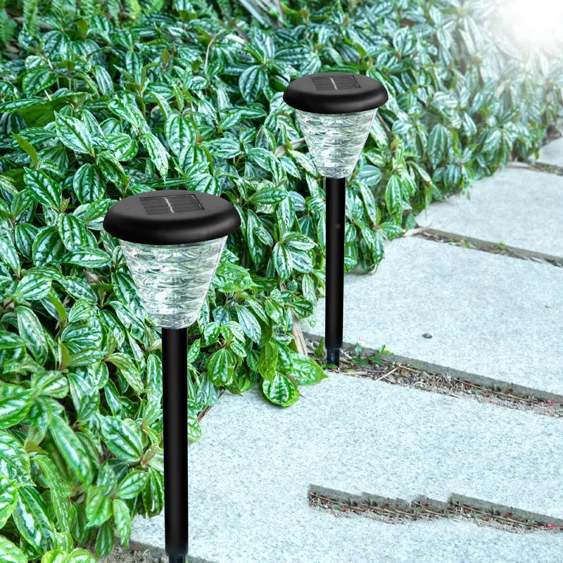 Black solar pathway light with stake, 2 LEDs, IP67 waterproof body, warm white and colour-changing modes for garden yard lawn