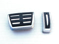 Black stainless steel brake and accelerator pedal cover for Porsche Macan, showing punch-free design.