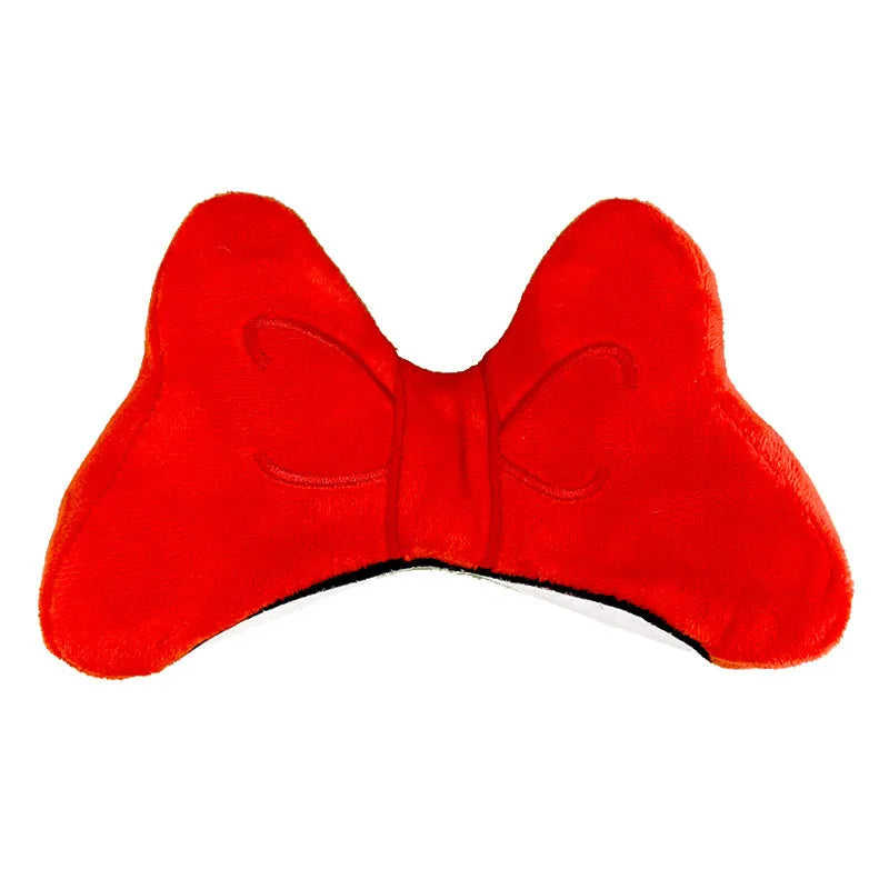 Plush bow tie helmet decoration in red, pink, or rose for motorcycle and ski helmets