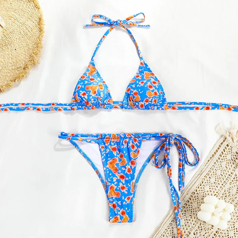 Women's banded bikini set high elasticity polyester split swimsuit surfing swimming S M L sizes