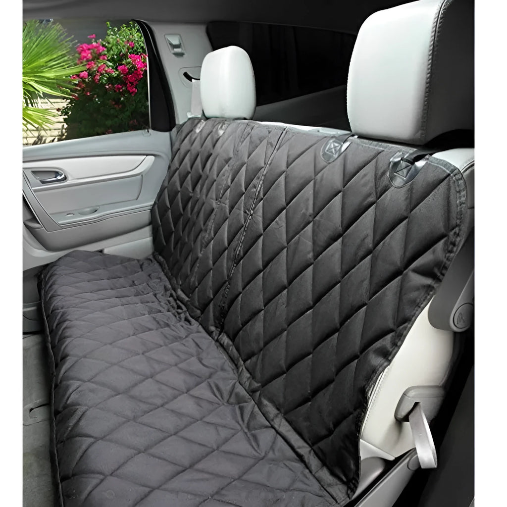 Black Oxford cloth car pet mat for cats and dogs, 135cm x 120cm, rear row cover with zip and detachable middle