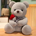 Rose bear plush teddy bear pillow in soft short plush fabric with PP cotton filling