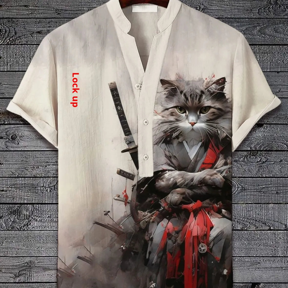 A short sleeve shirt with a 3D digital animal print, available in multiple colours and sizes up to 5XL.
