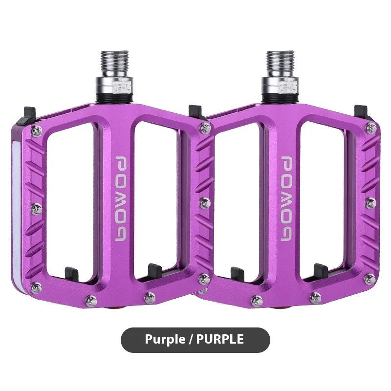 Aluminium alloy bicycle pedals with 710LED lighting in black, gold, purple, red, and titanium colour options