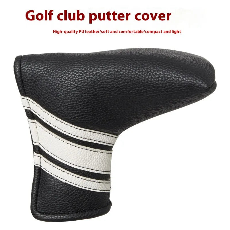 Black PU leather golf club head cover push rod sleeve case