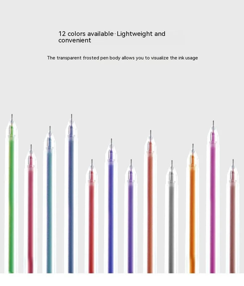 0.5mm gel pen with plastic shell from a 12-colour journal pen series, supplied as a single stationery pen