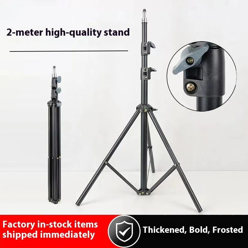 2.1m carbon steel tripod light stand with mobile phone holder for photography