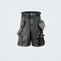 Loose high waist denim shorts in washed Pearl Canvas fabric showing fifth pants length and retro street style