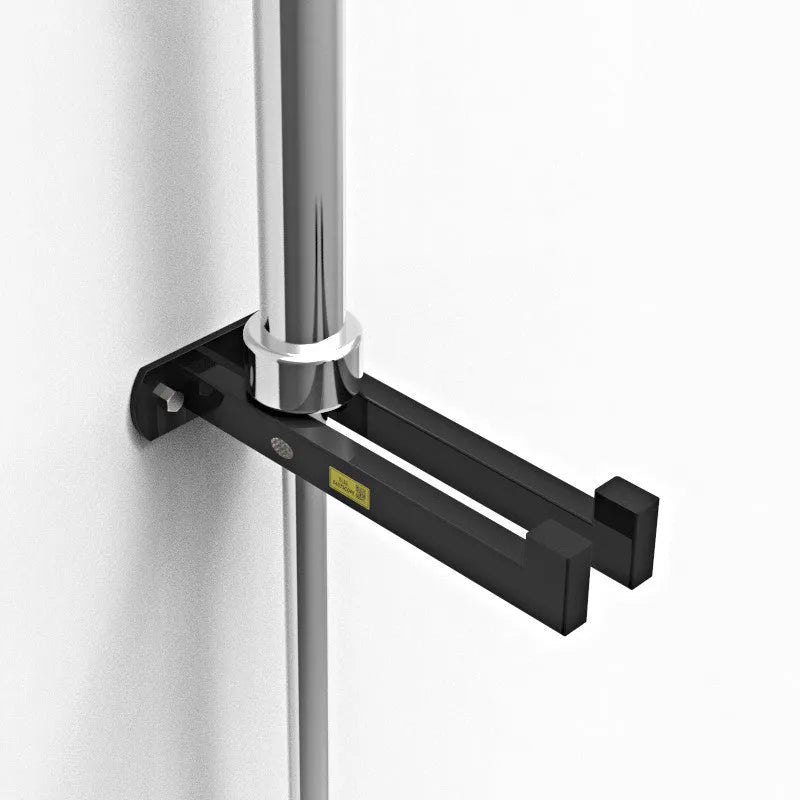 Wall mounted steel barbell holder in matte black finish holding multiple bars in home gym