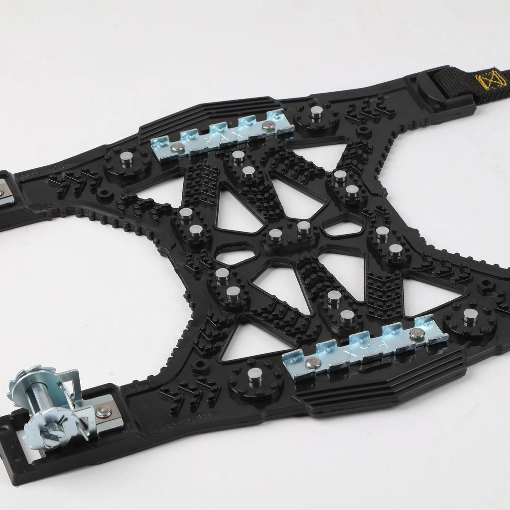 Universal black and yellow steel plate nonskid tyre chain kit with tools for cars and SUVs