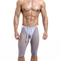 Men's mesh tight cycling pants with padding, nylon running fitness shorts, low waist, fifth length, black