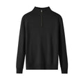 Men's slim fit casual wool sweater in black, shown in a pullover style with long sleeves.