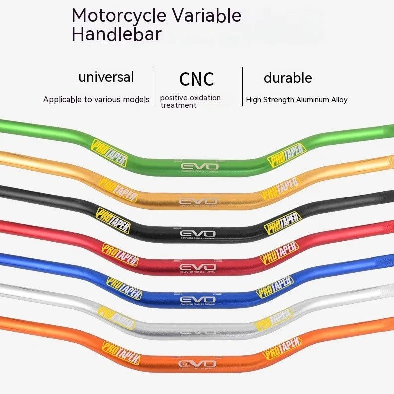 Orange aluminium motorcycle handlebar with 80cm width and 10cm rise dimensions for scrambling
