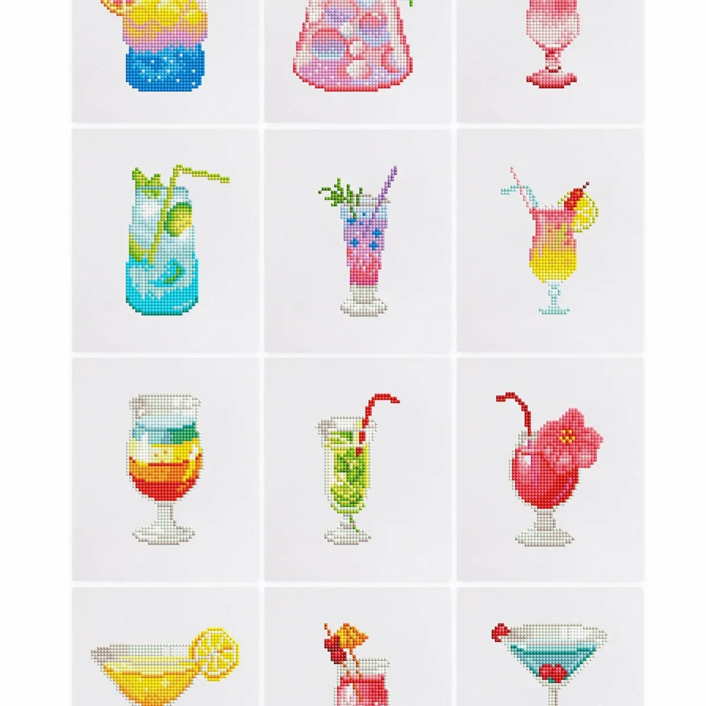 Diamond painting sticker set with 12 non-repeating acrylic cartoon style frameless pieces