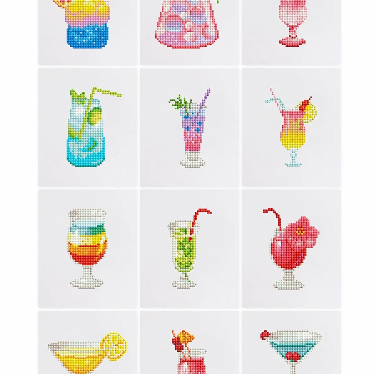 Diamond painting sticker set with 12 non-repeating acrylic cartoon style frameless pieces