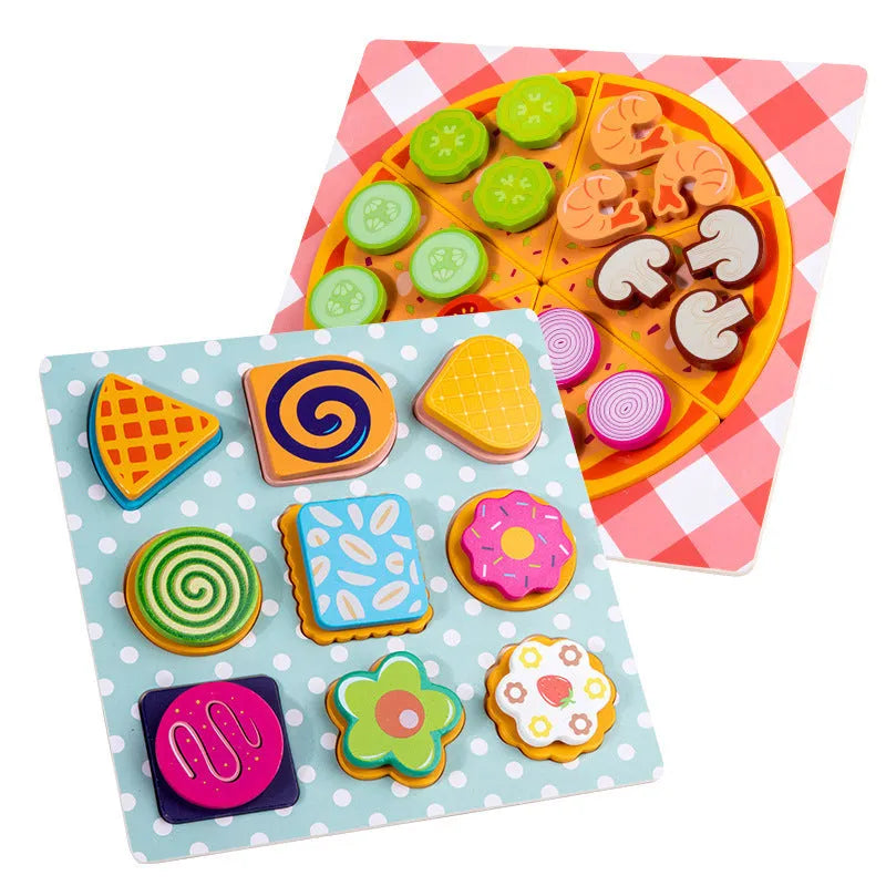 Children wooden educational toy set in XBL pizza biscuit colour box for hand-eye coordination and sensory training