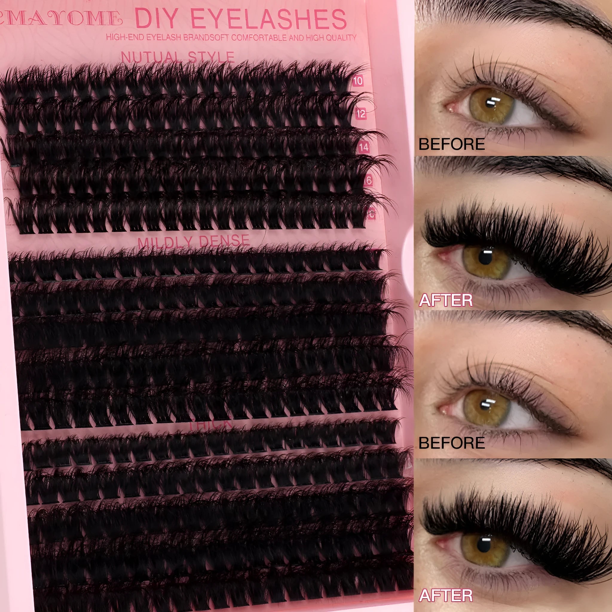 Segment single cluster DIY false eyelash extension suit with chemical fibre material and application tweezers
