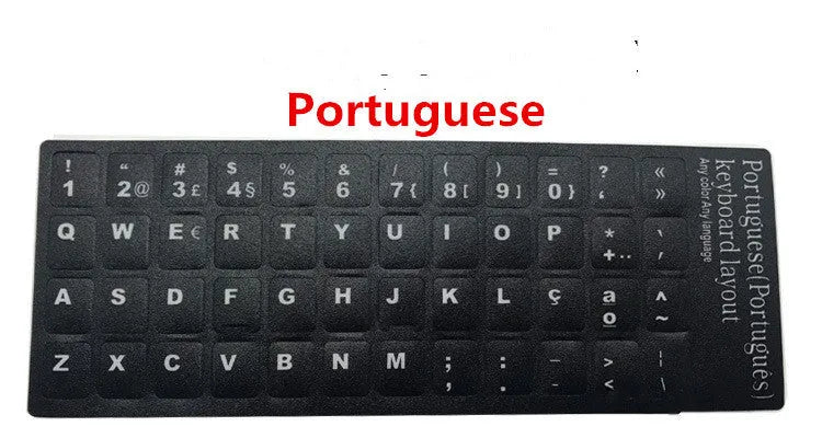 Russian language PVC keyboard film for 14 inch laptop, black base with orange letters