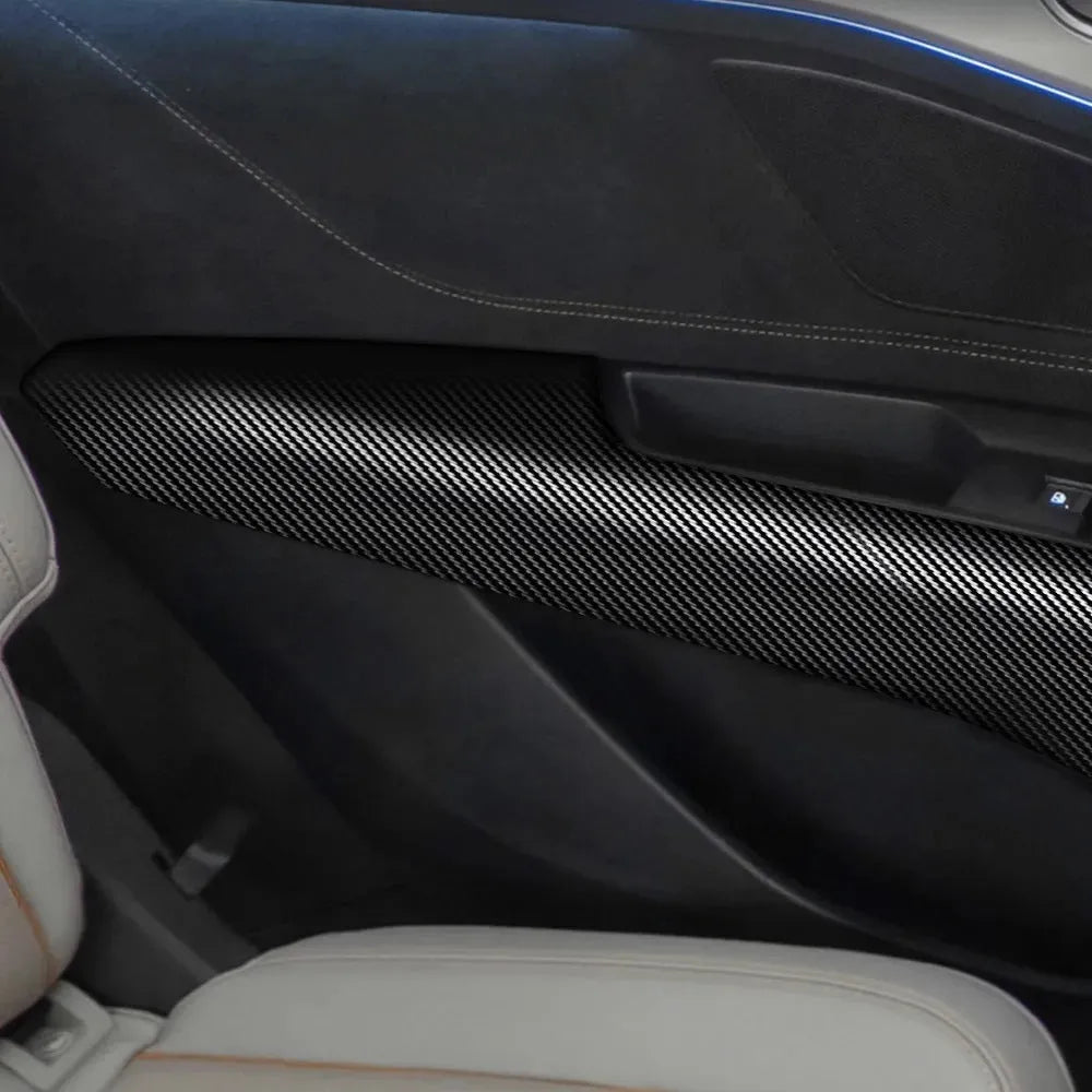 Carbon fibre pattern car door anti-collision strip in 3cm to 10cm widths and 3m to 10m lengths.