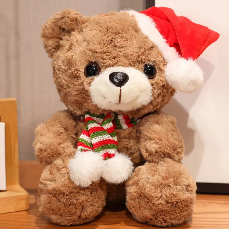 25cm cute little bear plush toy in brown or white for Christmas decoration and teenage gifting