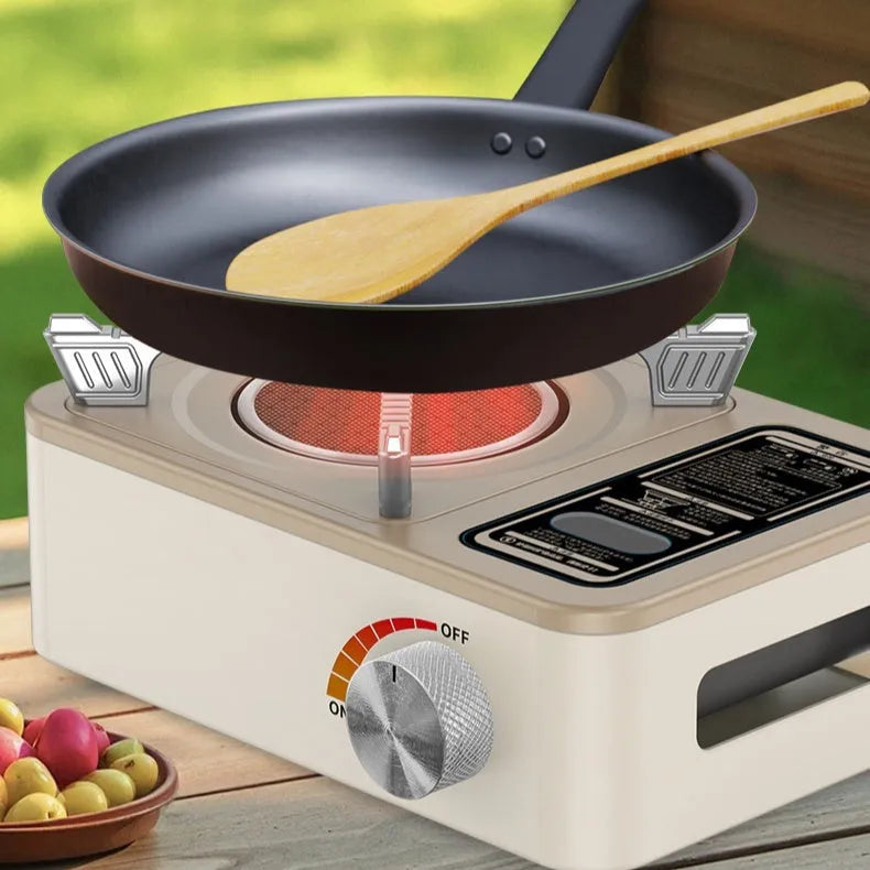 White stainless steel portable infrared gas stove for outdoor cooking