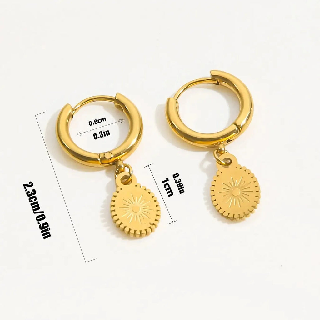 Silver geometric ellipse stud earrings for women made from stainless steel.