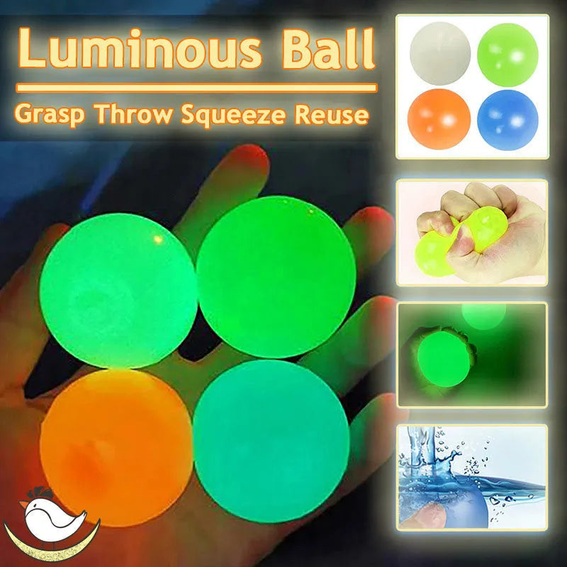 Glow in the dark luminous sticky ball toy with TPR material 4.5cm for party games