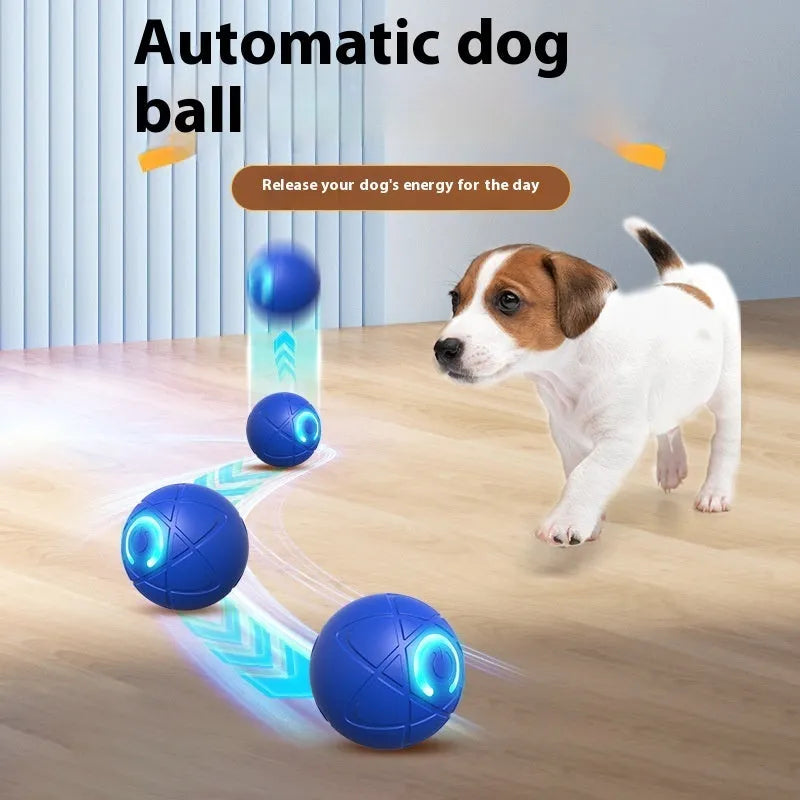 Rubber pet toy ball for dogs and cats in orange red or sapphire blue, single or dual mode