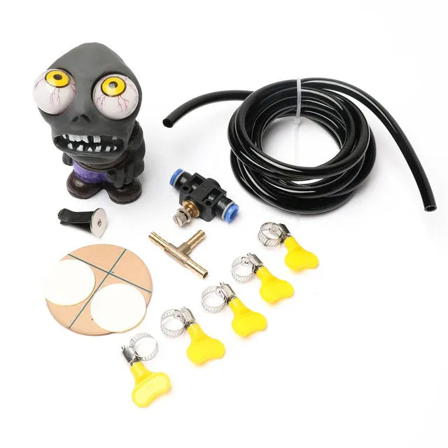 Turbo car blow-off valve explosive eye doll ornament kit with pressure valve and copper fittings.
