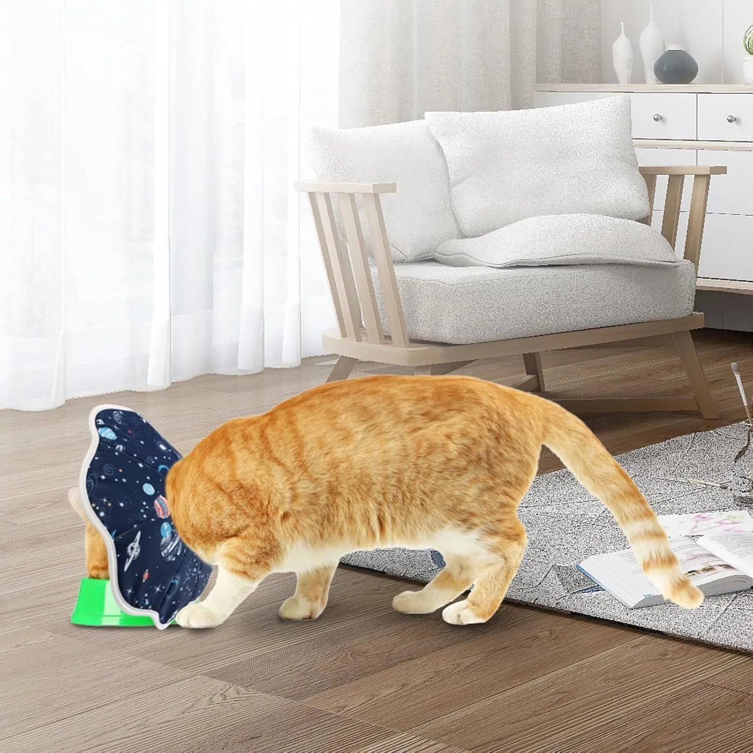 Soft adjustable cat recovery cone collar in Constellation colour for post-surgery wound protection
