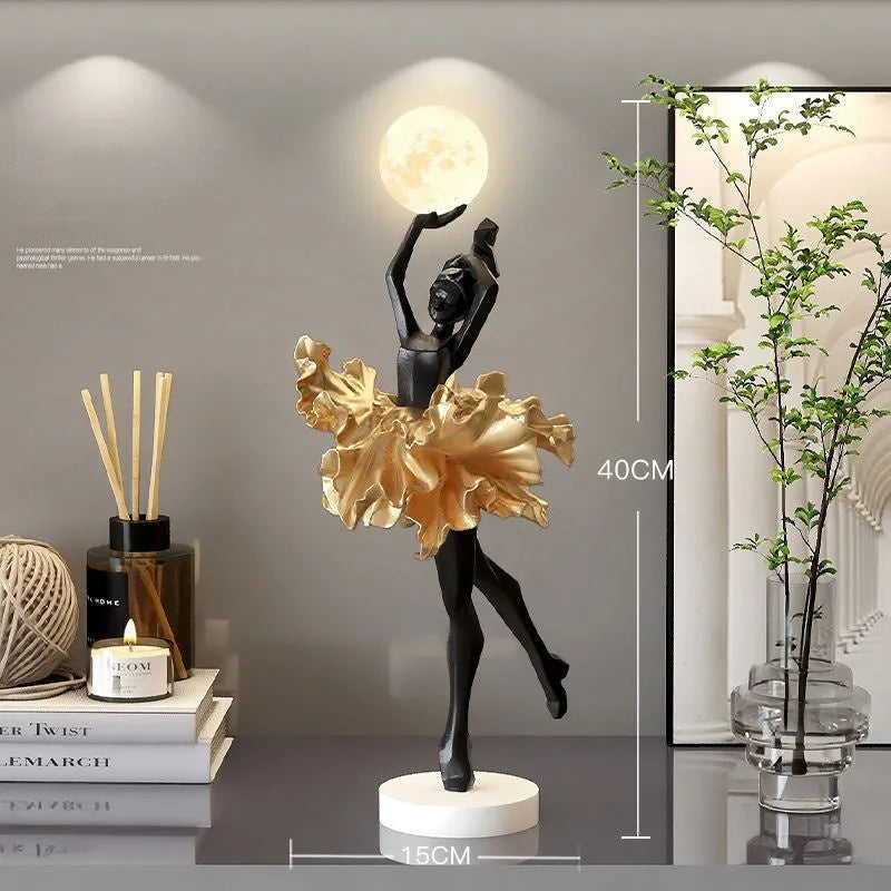 Art Girl Atmosphere small USB night lamp in Black Gold, White, Pink, and Light Blue colours on a surface.